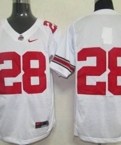 Buckeyes #28 White Stitched NCAA Jersey