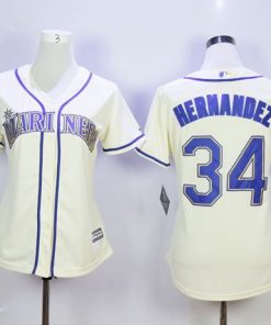 Mariners #34 Felix Hernandez Cream Alternate Women's Stitched MLB Jersey