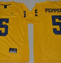 Wolverines #5 Jabrill Peppers Gold Jordan Brand Limited Stitched NCAA Jersey