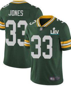 Men's Green Bay Packers #33 Aaron Jones Green Super Bowl LIV Vapor Untouchable Stitched NFL Limited Jersey