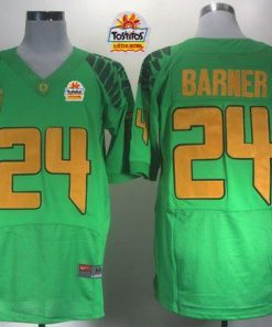 Ducks #24 Kenjon Barner Green Elite PAC-12 Patch Tostitos Fiesta Bowl Stitched NCAA Jersey