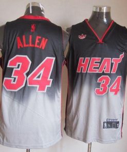 Heat #34 Ray Allen Black/Grey Fadeaway Fashion Stitched NBA Jersey
