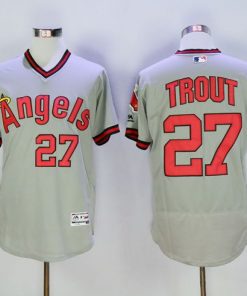 Angels of Anaheim #27 Mike Trout Grey Flexbase Authentic Collection Cooperstown Stitched MLB Jersey