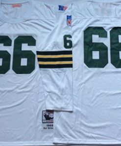Mitchell And Ness 1969 Packers #66 Ray Nitschke White Throwback Stitched NFL Jersey