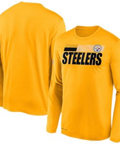 Men's Pittsburgh Steelers 2020 Yellow Sideline Impact Legend Performance Long Sleeve NFL T-Shirt