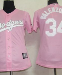 Dodgers #34 Fernando Valenzuela Pink Lady Fashion Stitched MLB Jersey