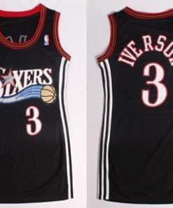 76ers #3 Allen Iverson Black Women's Dress Stitched NBA Jersey
