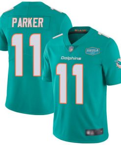 Men's Miami Dolphins #11 DeVante Parker Aqua With 347 Shula Patch 2020 Vapor Untouchable Limited Stitched NFL Jersey