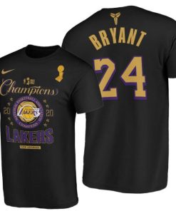 Los Angeles Lakers #24 Kobe Bryant 2020 NBA Finals Champions Black Locker Room T-Shirt