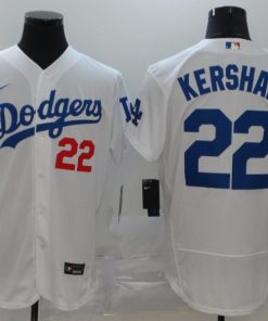 Men's Los Angeles Dodgers #22 Clayton Kershaw White Flex Base Stitched MLB Jersey