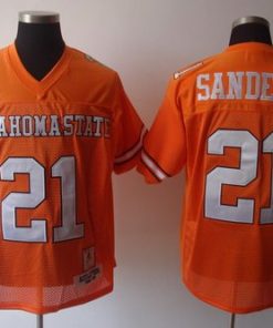 Cowboys #21 Barry Sanders Orange Throwback Stitched NCAA Jersey