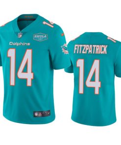 Men's Miami Dolphins #14 Ryan Fitzpatrick Aqua With 347 Shula Patch 2020 Vapor Untouchable Limited Stitched NFL Jersey