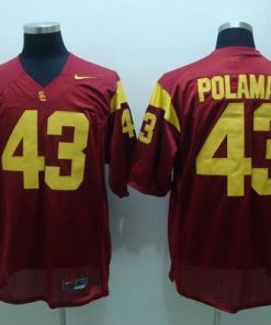 Trojans #43 Troy Polamalu Red Stitched NCAA Jersey