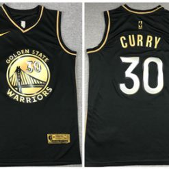 Men's Golden State Warriors #30 Stephen Curry Black Gold Edition Stitched NBA Jersey