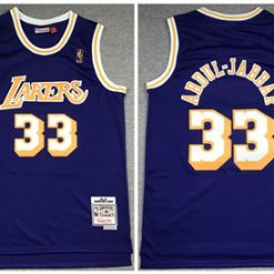 Men's Los Angeles Lakers #33 Kareem Abdul-Jabbar Purple 1994-95 Throwback Stitched NBA Jersey