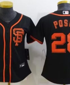 Giants #28 Buster Posey Black Women's Alternate Stitched MLB Jersey