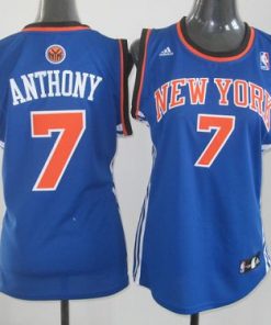 Knicks #7 Carmelo Anthony Blue Women's Road Stitched NBA Jersey
