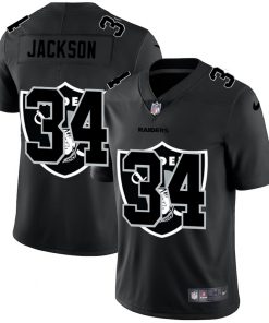 Men's Las Vegas Raiders #34 Bo Jackson 2020 Black Shadow Logo Limited Stitched NFL Jersey