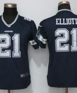 Nike Cowboys #21 Ezekiel Elliott Navy Blue Team Color Women's Stitched NFL Limited Jersey