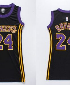 Lakers #24 Kobe Bryant Black(Purple No.) Women's Dress Stitched NBA Jersey