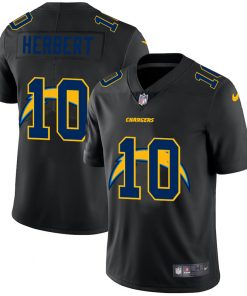 Men's Los Angeles Chargers #10 Justin Herbert Black Shadow Logo Limited Stitched NFL Jersey