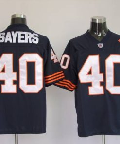Mitchell & Ness Bears #40 Gale Sayers Blue With Big Number Bear Patch Stitched Throwback NFL Jersey