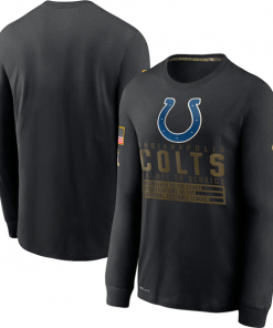 Men's Indianapolis Colts 2020 Black Salute To Service Sideline Performance Long Sleeve NFL T-Shirt