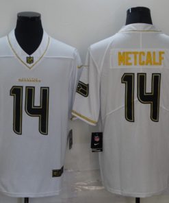 Men's Seattle Seahawks #14 D.K. Metcalf White Golden Limited Stitched NFL Jersey