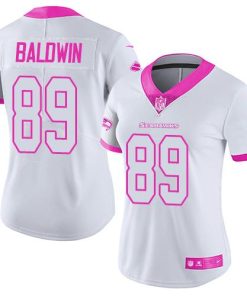Nike Seahawks #89 Doug Baldwin White/Pink Women's Stitched NFL Limited Rush Fashion Jersey