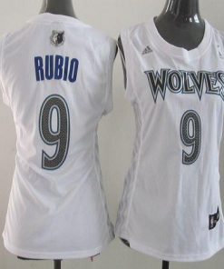 Timberwolves #9 Ricky Rubio White Women Fashion Stitched NBA Jersey