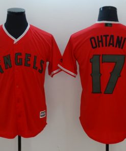 Men's MLB Los Angeles Angels #17 Shohei Ohtani Red 2018 Memorial Day Cool Base Stitched Jersey