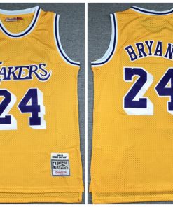 Men's Los Angeles Lakers Yellow #24 Kobe Bryant Throwback Stitched NBA Jersey