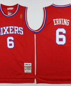 Throwback 76ers #6 Julius Erving Stitched Red NBA Jersey