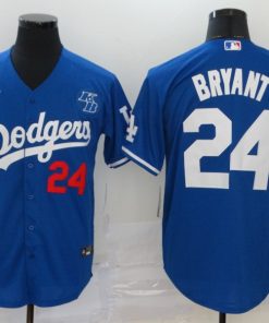 Men's Los Angeles Dodgers #24 Kobe Bryant Blue 2020 KB Patch Cool Base Stitched MLB Jersey