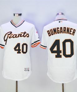 Men's San Francisco Giants #40 Madison Bumgarner White Throwback Flexbase Stitched MLB Jersey