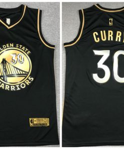 Men's Golden State Warriors #30 Stephen Curry Black Gold Edition Stitched NBA Jersey