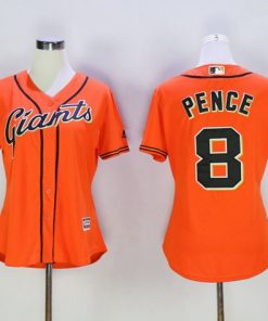 Giants #8 Hunter Pence Orange Women's Alternate Stitched MLB Jersey