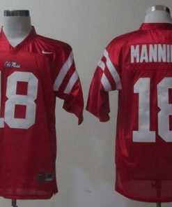 Rebels #18 Archie Manning Red Stitched NCAA Jersey