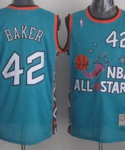 Mitchell And Ness Bucks #42 Vin Baker Light Blue 1996 All star Stitched NBA Jersey