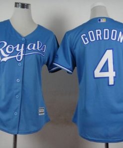 Royals #4 Alex Gordon Light Blue Alternate 1 Women's Stitched MLB Jersey