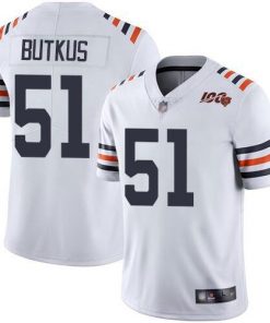 Men's Chicago Bears #51 Dick Butkus White 2019 100th Season Limited Stitched NFL Jersey
