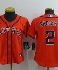 Women's Houston Astros #2 Alex Bregman 2020 Orange Cool Base Stitched MLB Jersey(Run Small)