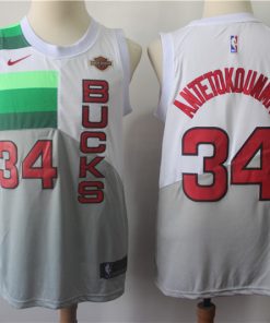 Men's Milwaukee Bucks #34 Giannis Antetokounmpo White 2018/19 Earned Edition Swingman Stitched NBA Jersey