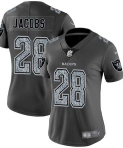 Women's Oakland Raiders #28 Josh Jacobs 2019 Gray Fashion Static Limited Stitched NFL Jersey(Run Small)