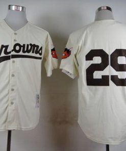 Mitchell And Ness 1953 Browns #29 Satchel Paige Cream Throwback Stitched MLB Jersey