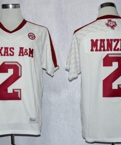 Aggies #2 Johnny Manziel White New SEC Patch Stitched NCAA Jersey