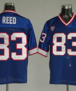 Mitchell & Ness Bills #83 Andre Reed Blue 35th Anniversary Patch Stitched Throwback NFL Jersey