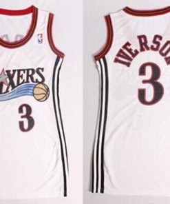 76ers #3 Allen Iverson White Women's Dress Stitched NBA Jersey