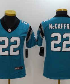 Women's Carolina Panthers #22 Christian McCaffrey Blue Vapor Untouchable NFL Limited Stitched Jersey