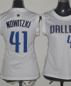 Mavericks #41 Dirk Nowitzki White Women Fashion Stitched NBA Jersey